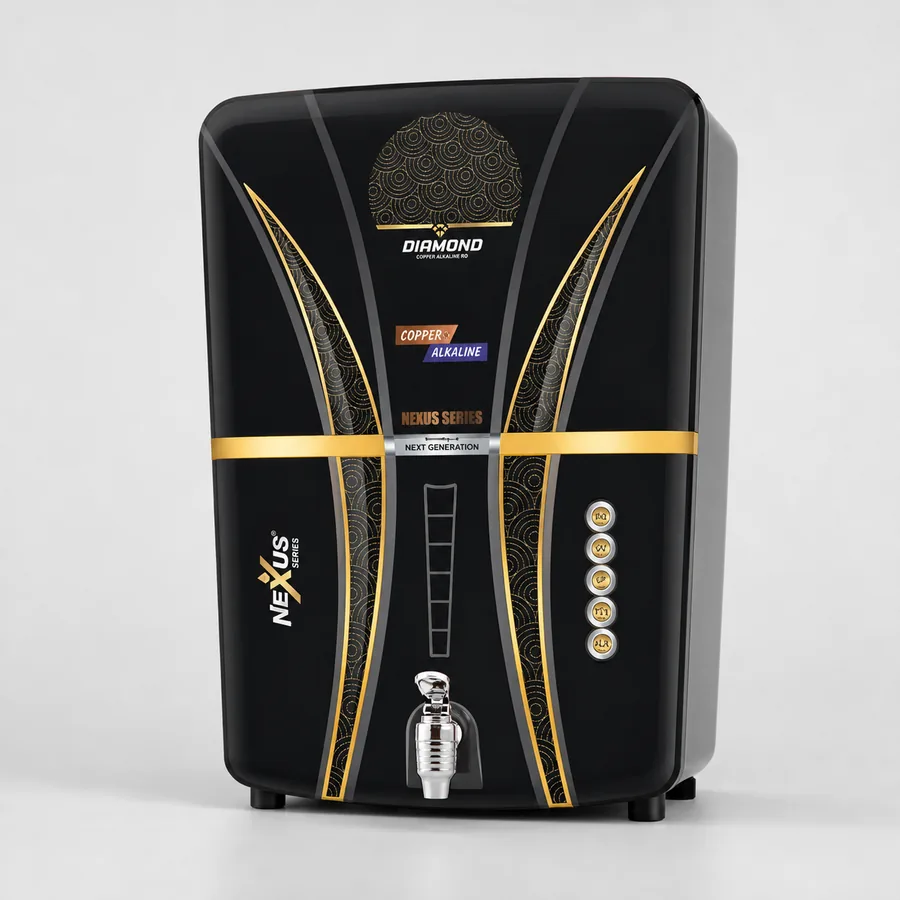 Nexus Diamond black and gold copper alkaline RO water purifier