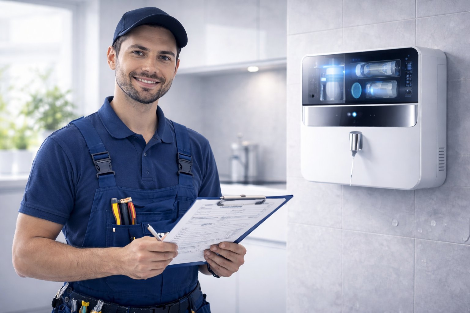 Professional RO technician at work in Crossing Republik