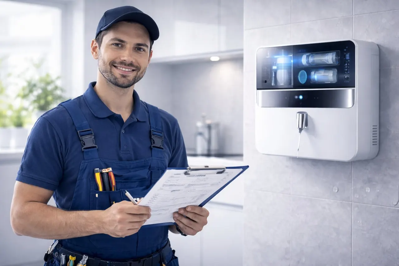 Professional RO technician at work in Crossing Republik